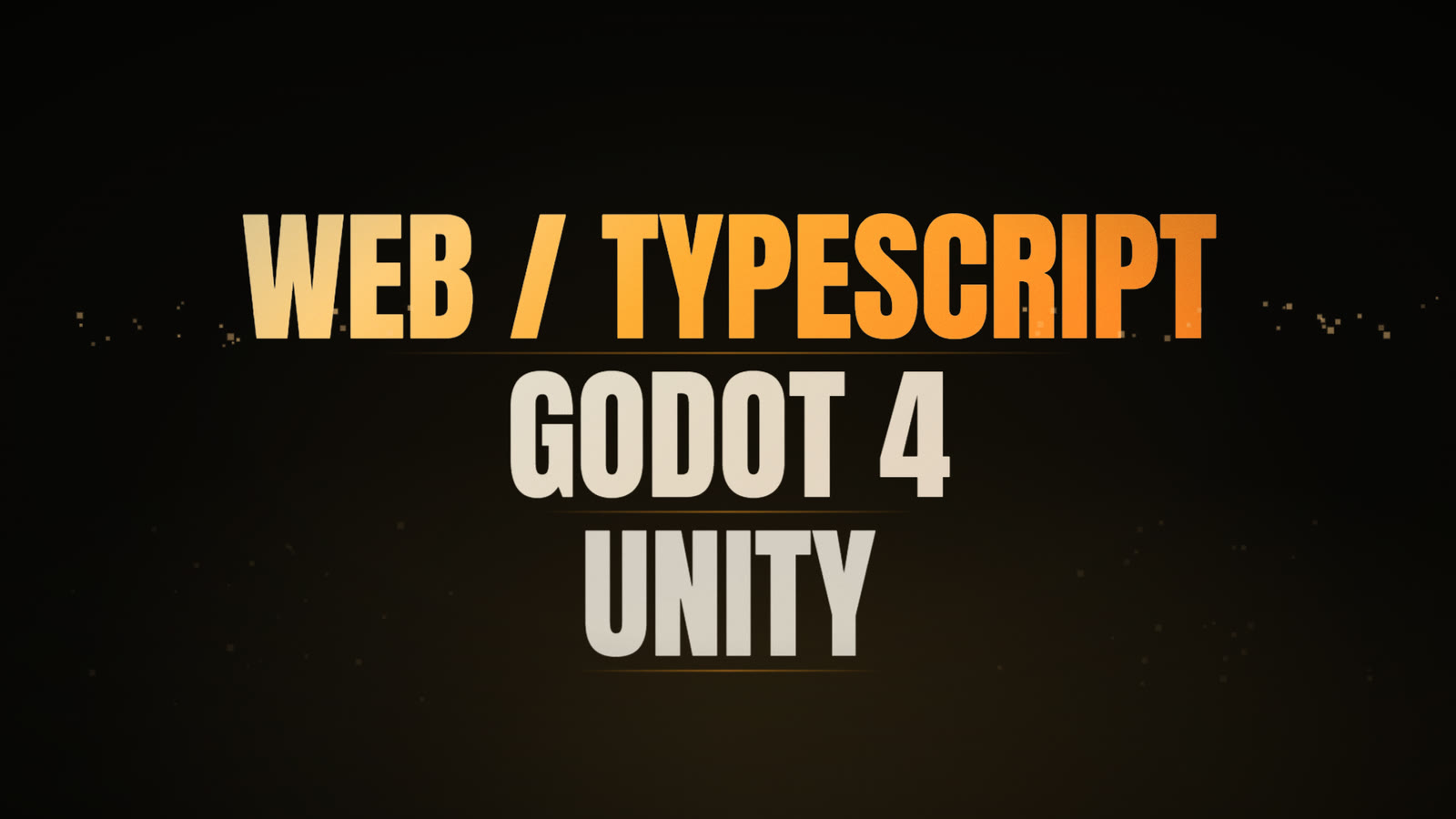 Web / TypeScript, Godot 4 and Unity listed as supported engines, in the Tombstack type style